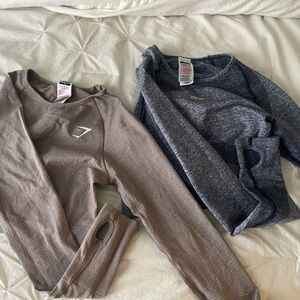 Gymshark Brown and Gray Long Sleeve Tops